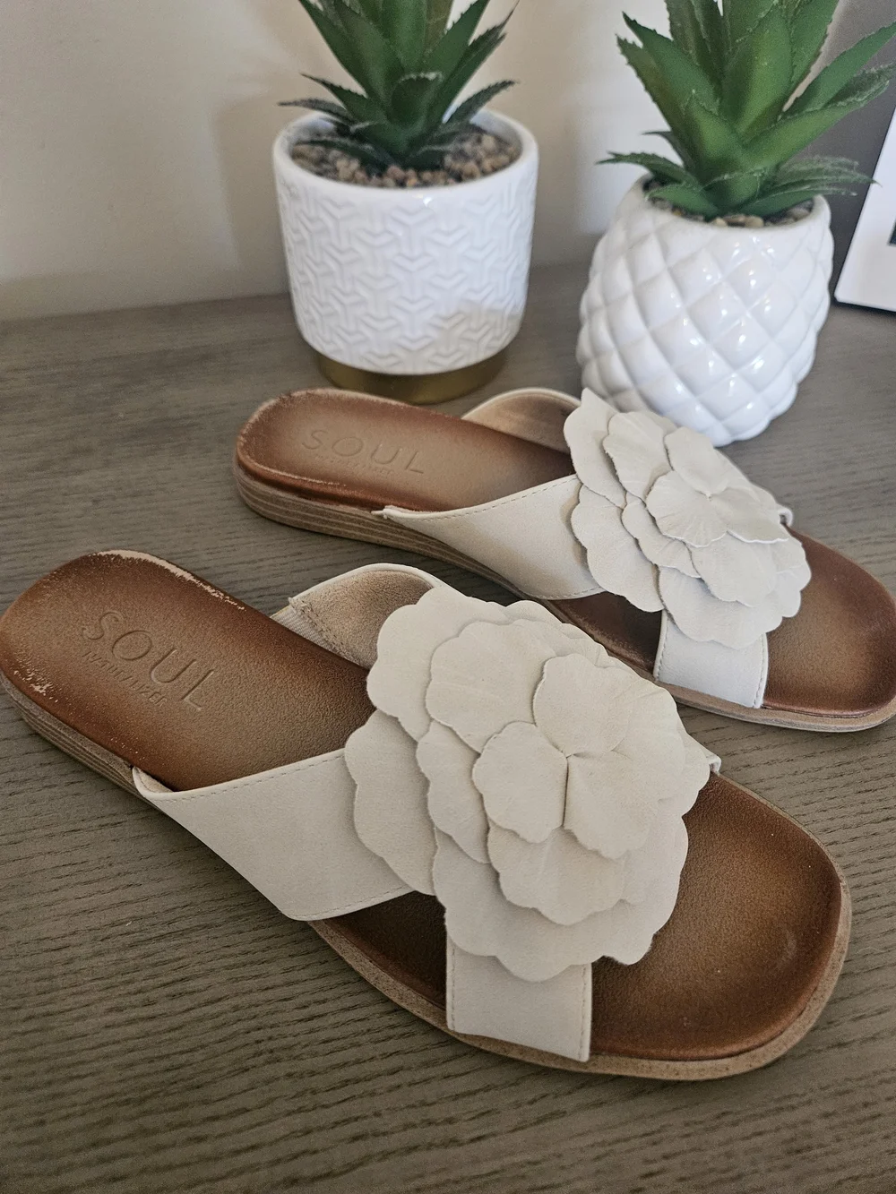 Soul Naturalizer Cream Floral Slide Sandals